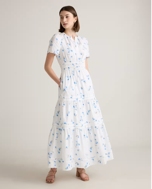 Quince Women's Poplin Tiered Maxi Dress