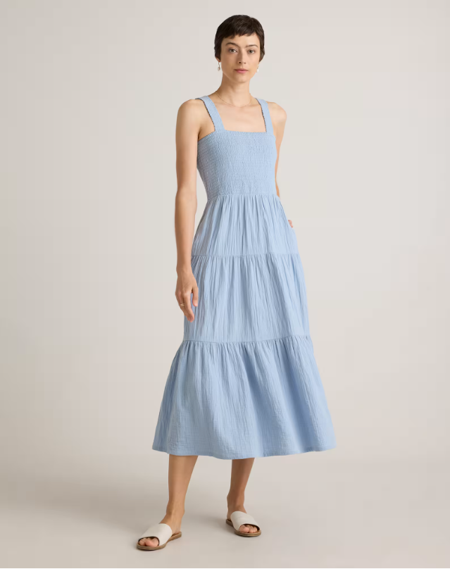 Quince Women's Gauze Smocked Sleeveless Maxi Dress