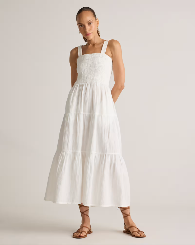 Quince Women's Gauze Smocked Sleeveless Maxi Dress
