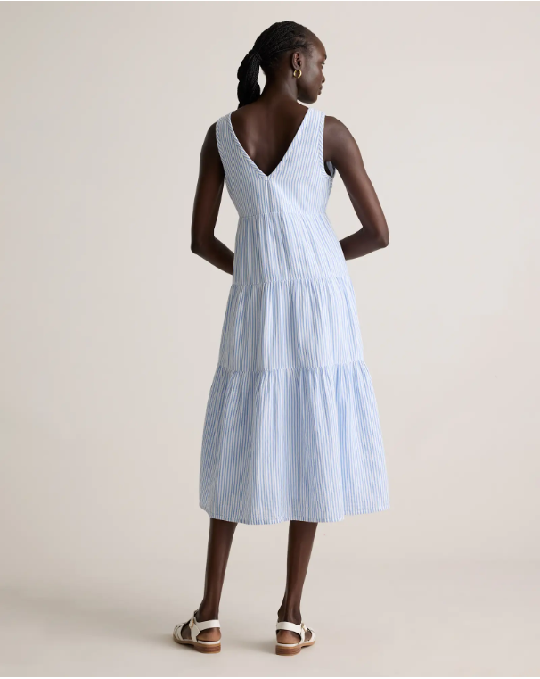 Quince Women's Organic Cotton Gauze Tiered Maxi Dress