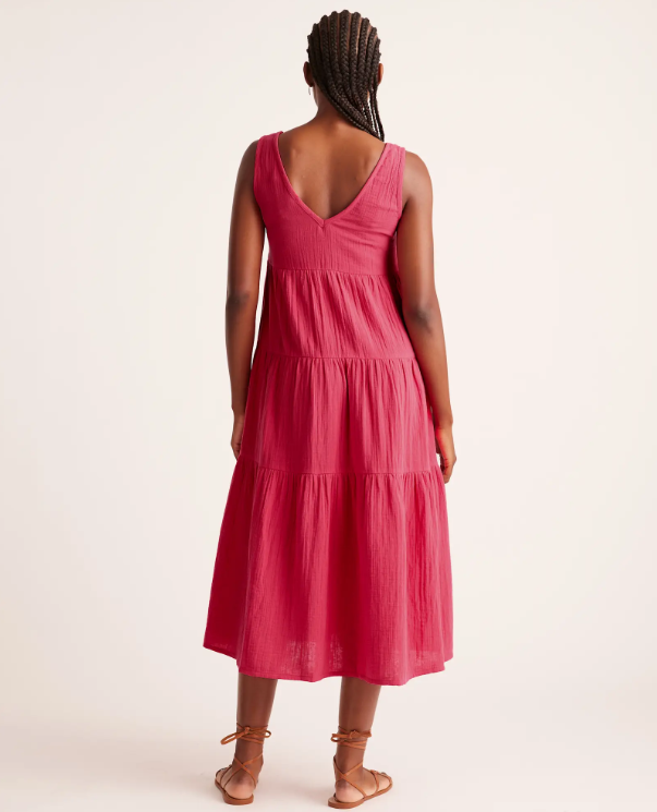 Quince Women's Organic Cotton Gauze Tiered Maxi Dress