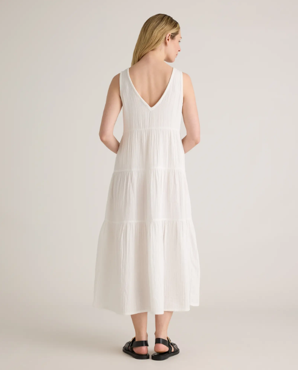Quince Women's Organic Cotton Gauze Tiered Maxi Dress