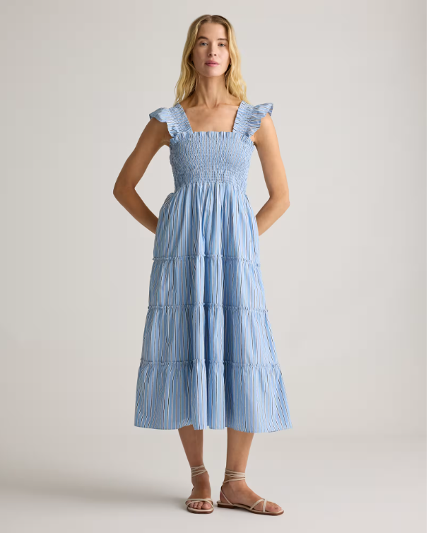 Quince Women's Poplin Smocked Midi Dress