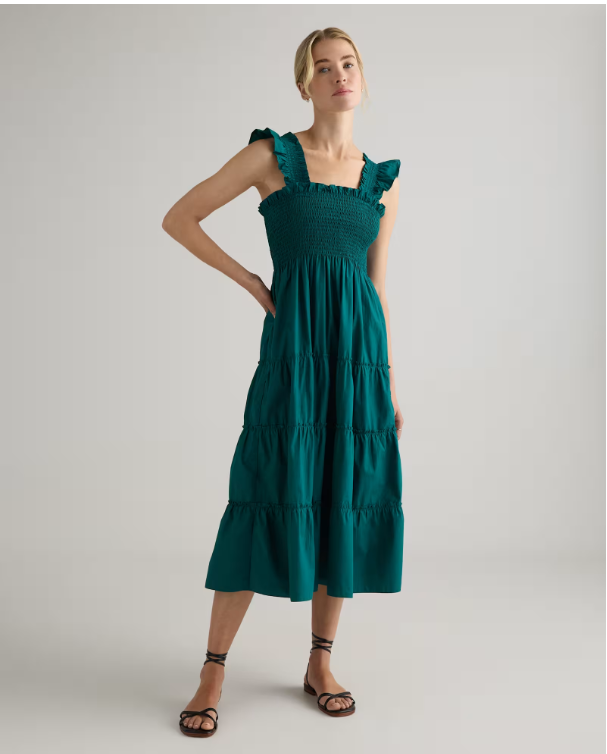 Quince Women's Poplin Smocked Midi Dress