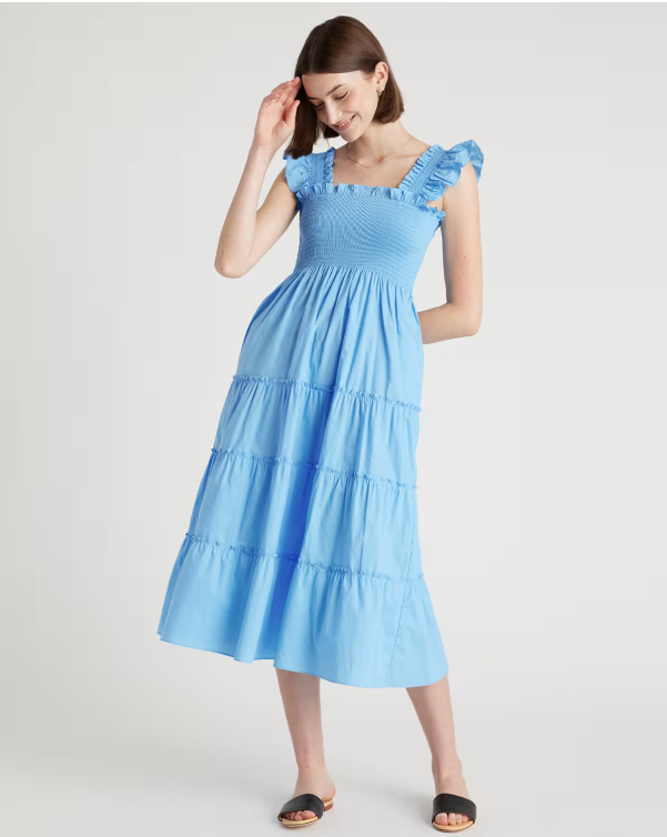 Quince Women's Poplin Smocked Midi Dress