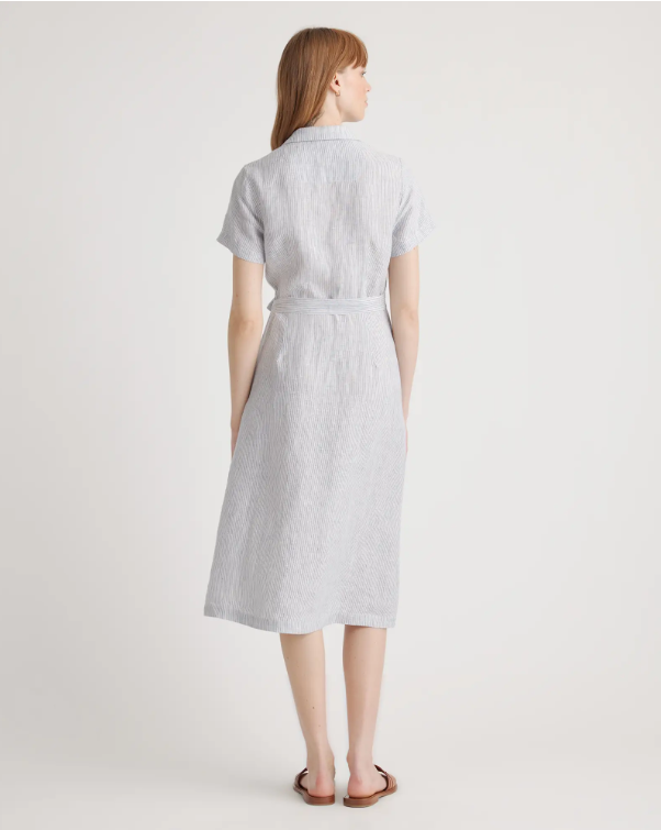 Quince Women's 100% European Linen Corset Midi Dress