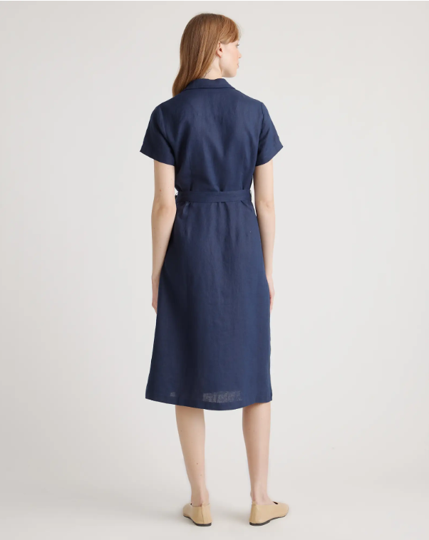 Quince Women's 100% European Linen Corset Midi Dress