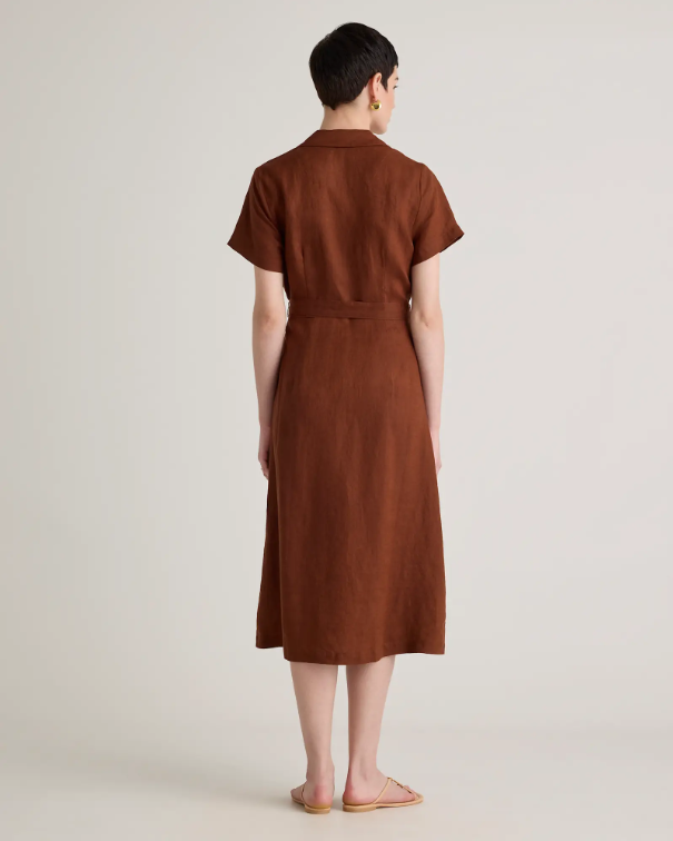 Quince Women's 100% European Linen Corset Midi Dress