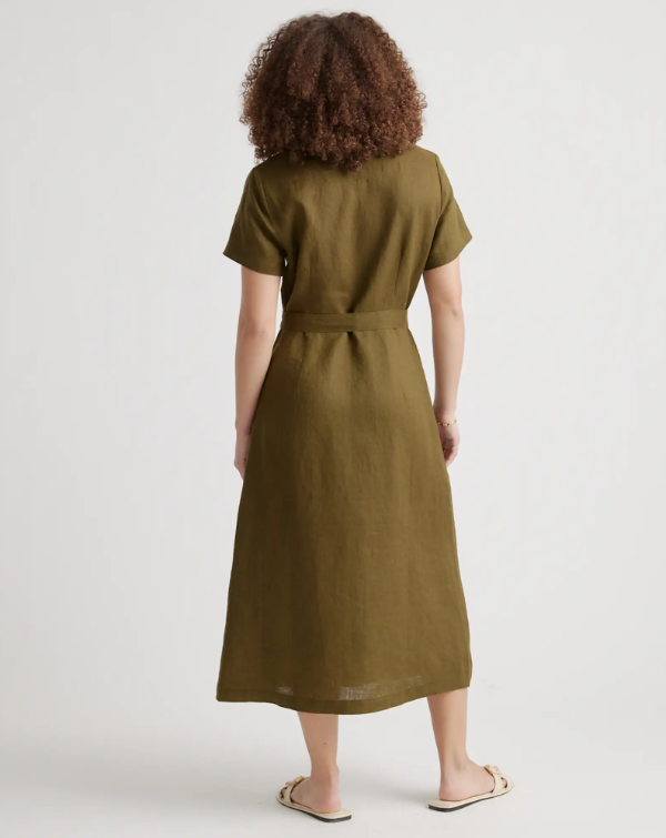 Quince Women's 100% European Linen Corset Midi Dress