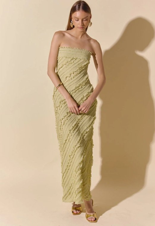 Endless Rose Women's Strapless Ruffled Maxi Dress