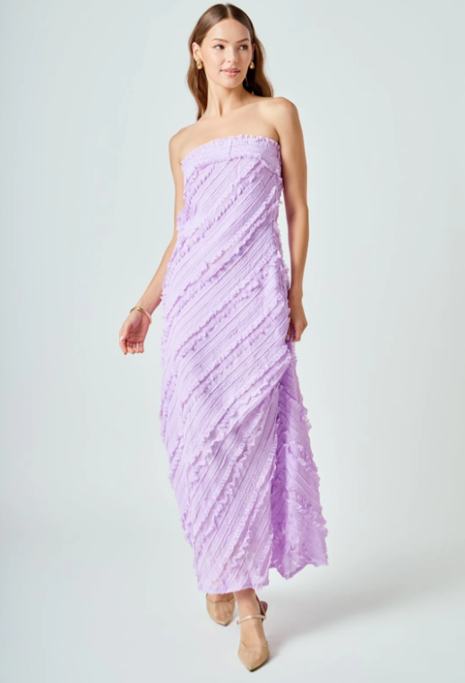 Endless Rose Women's Strapless Ruffled Maxi Dress