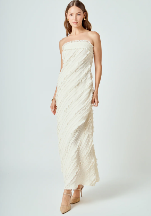 Endless Rose Women's Strapless Ruffled Maxi Dress