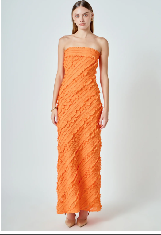 Endless Rose Women's Strapless Ruffled Maxi Dress