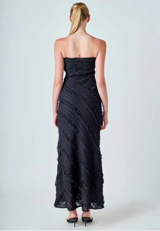 Endless Rose Women's Strapless Ruffled Maxi Dress