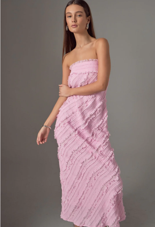 Endless Rose Women's Strapless Ruffled Maxi Dress