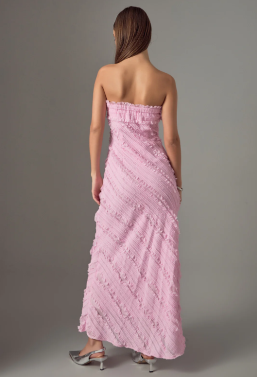 Endless Rose Women's Strapless Ruffled Maxi Dress