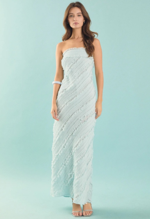 Endless Rose Women's Strapless Ruffled Maxi Dress