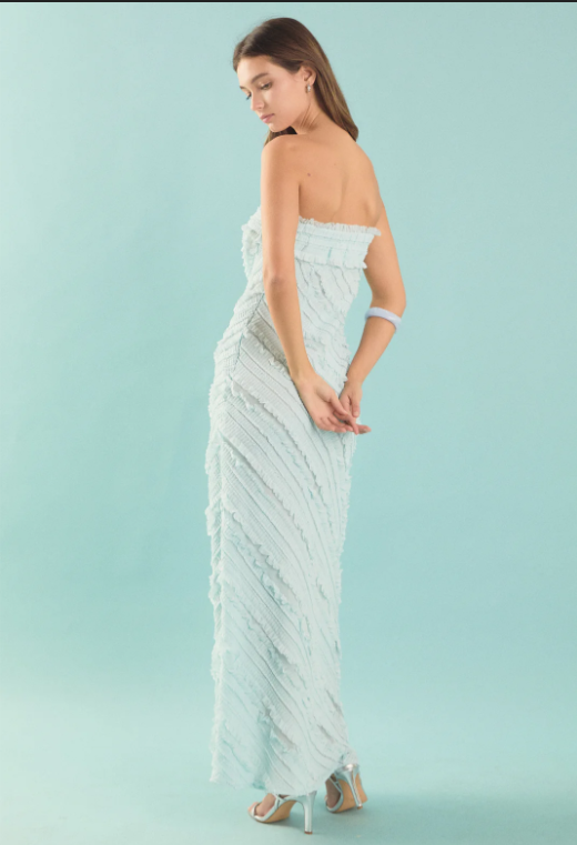 Endless Rose Women's Strapless Ruffled Maxi Dress