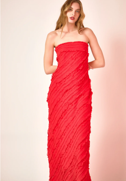 Endless Rose Women's Strapless Ruffled Maxi Dress