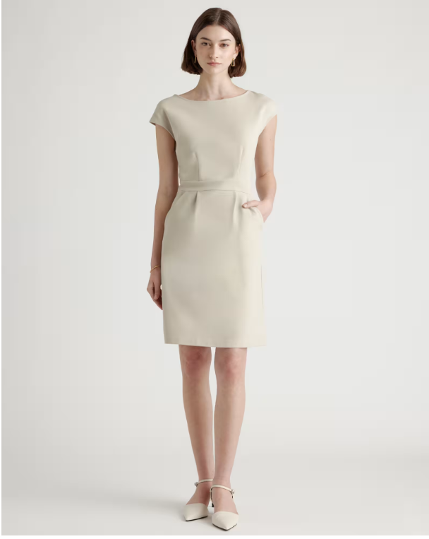 Quince Women's Ultra-Stretch Ponte Cap Sleeve Dress
