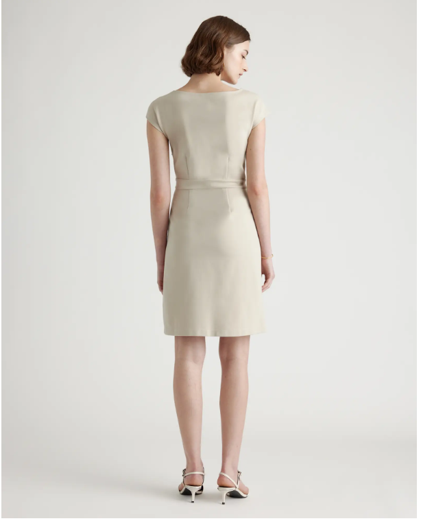 Quince Women's Ultra-Stretch Ponte Cap Sleeve Dress