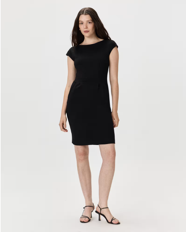 Quince Women's Ultra-Stretch Ponte Cap Sleeve Dress