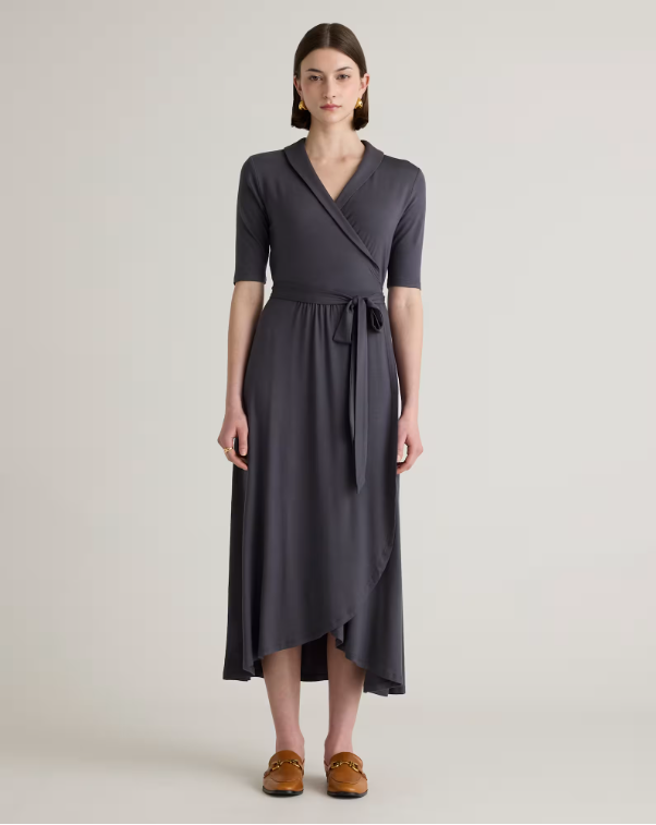Quince Women's Tencel Jersey Midi Wrap Dress