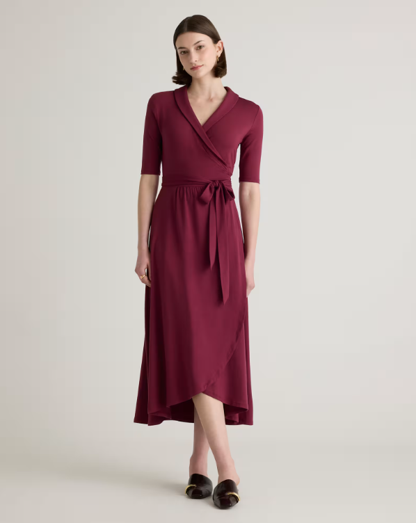 Quince Women's Tencel Jersey Midi Wrap Dress