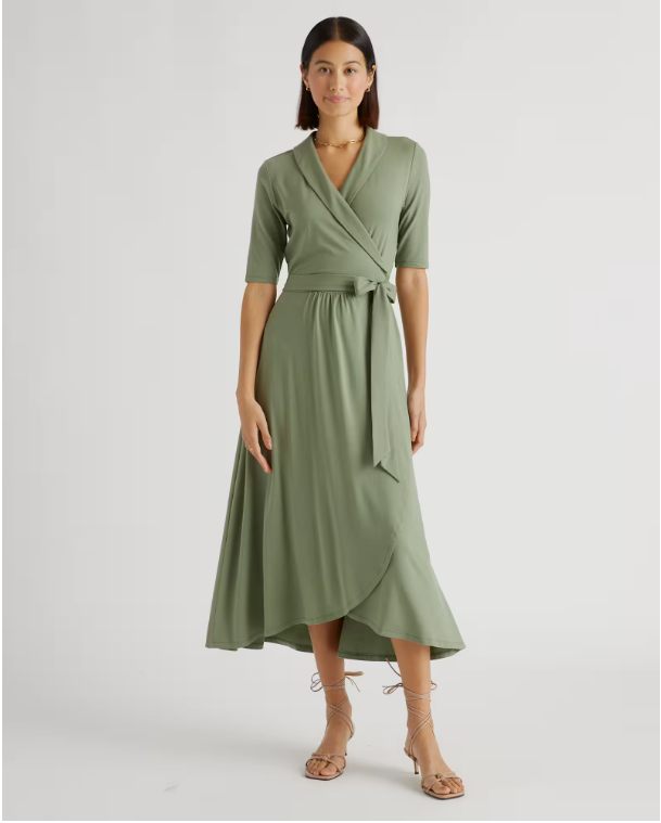Quince Women's Tencel Jersey Midi Wrap Dress