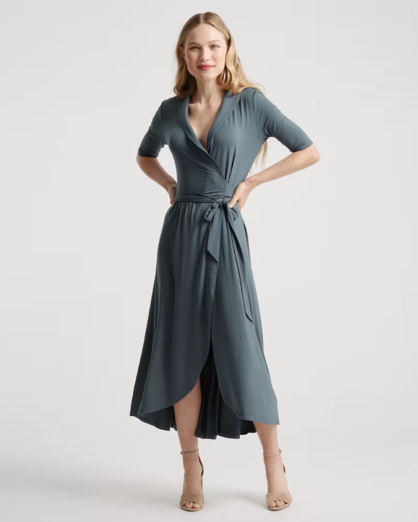 Quince Women's Tencel Jersey Midi Wrap Dress