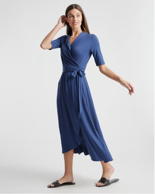 Quince Women's Tencel Jersey Midi Wrap Dress