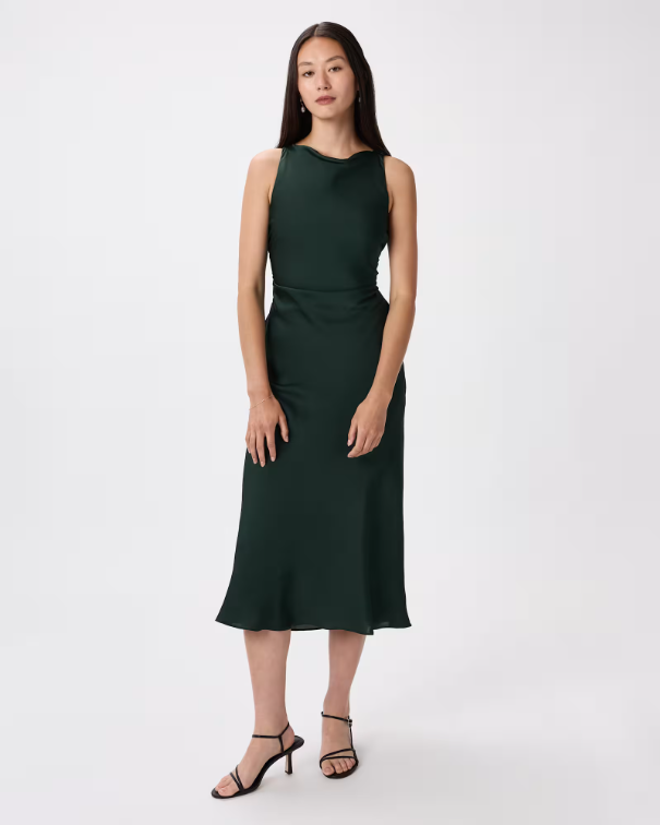 Quince Women's Washable Stretch Silk High Neck Midi Dress