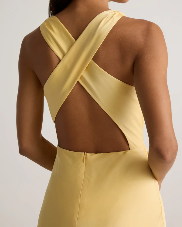 Quince Women's Washable Stretch Silk High Neck Midi Dress