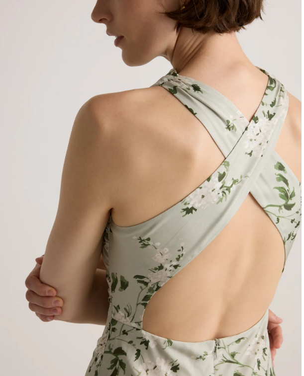 Quince Women's Washable Stretch Silk High Neck Midi Dress