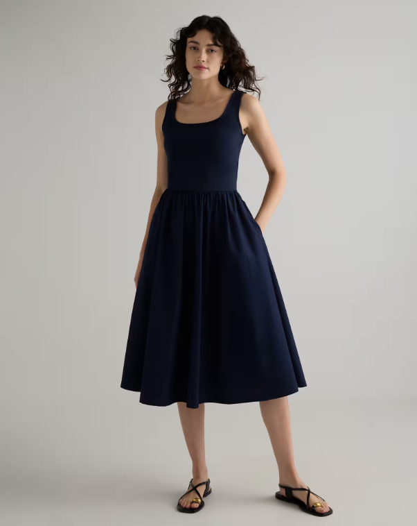 Quince Women's Cotton Mixed Media Tank Top Dress