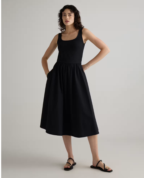 Quince Women's Cotton Mixed Media Tank Top Dress