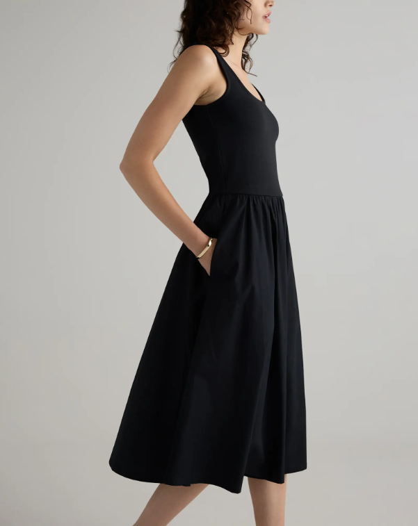 Quince Women's Cotton Mixed Media Tank Top Dress