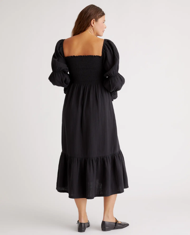 Quince  Women's Gauze Maternity Smocked Midi Dress