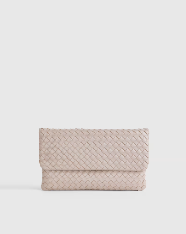 Quince Women's Italian Leather Handwoven Convertible Clutch