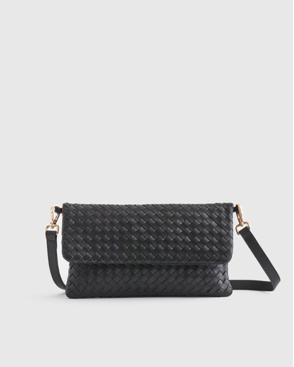Quince Women's Italian Leather Handwoven Convertible Clutch