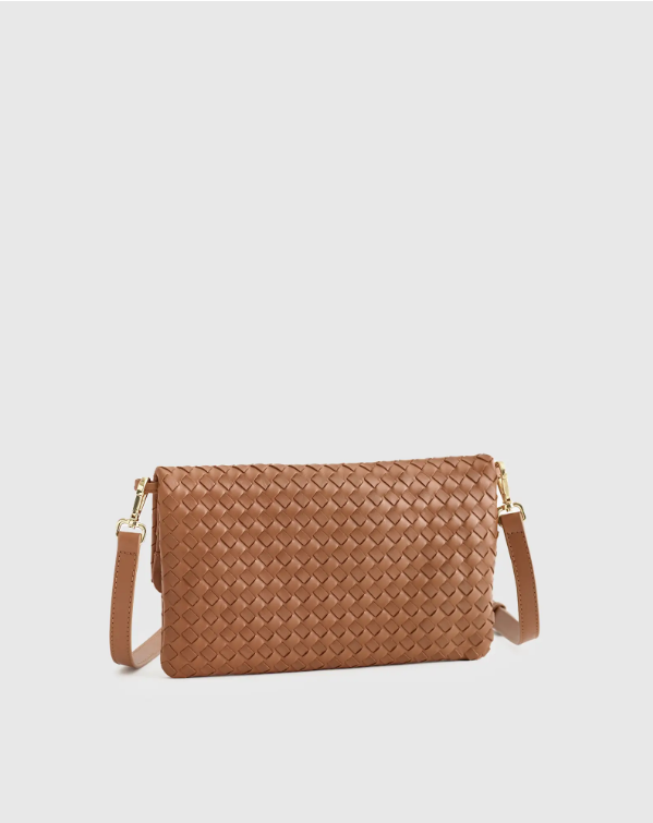 Quince Women's Italian Leather Handwoven Convertible Clutch