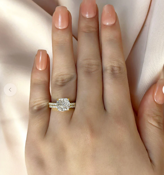 2.5 Carat Cushion Cut Bridal Wedding Ring Set Travel Ring With Half Eternity Wedding Band