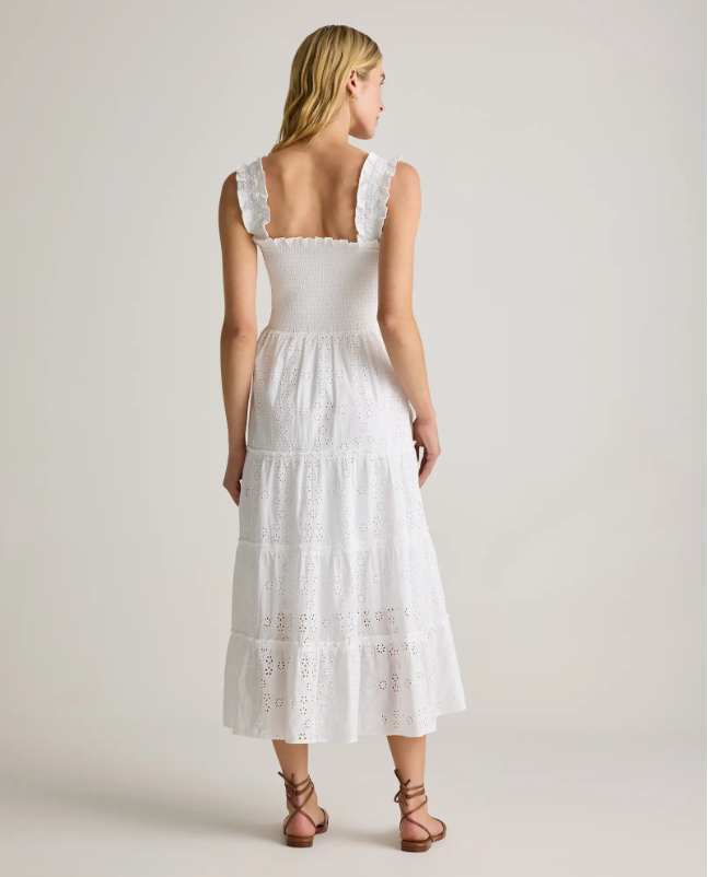 Quince Women's Eyelet Smocked Midi Dress