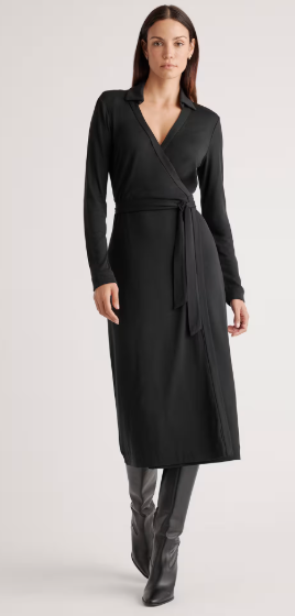 Women's Quince 100% Silk Jersey Midi Wrap Dress