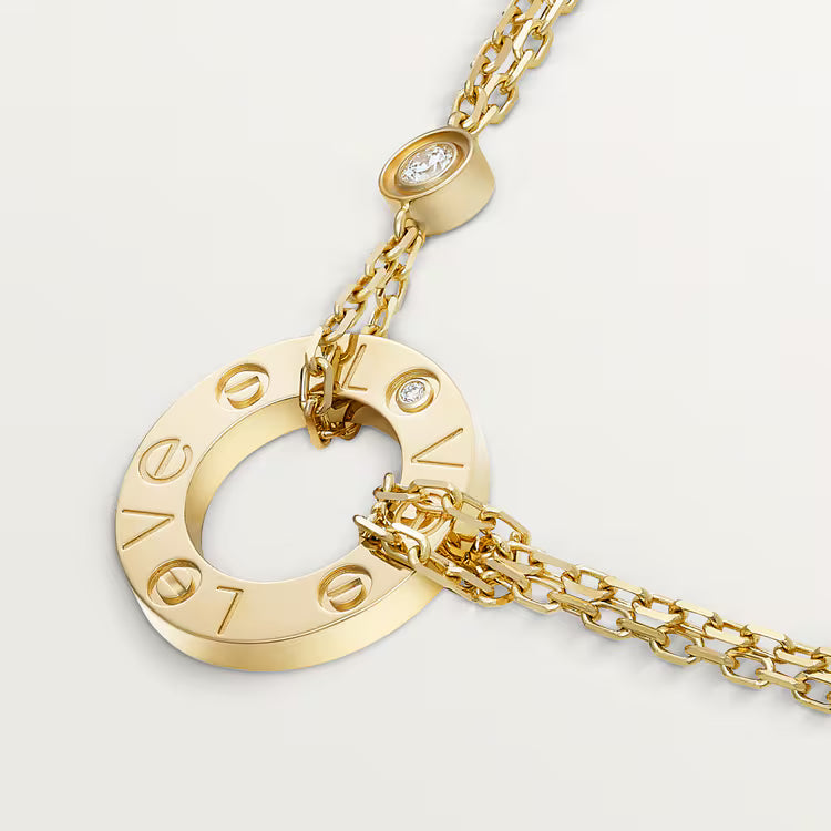 Cartier Love Circle Necklace B7219500 Yellow Gold Diamond