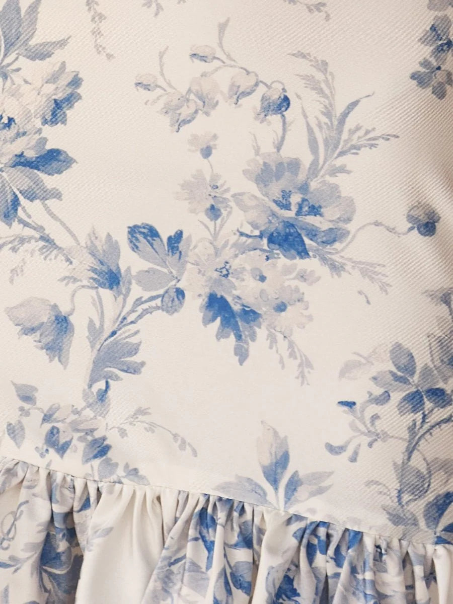 Adelisse Blue Sheath V Neck Floral Corset Homecoming Dresses with Bow Straps