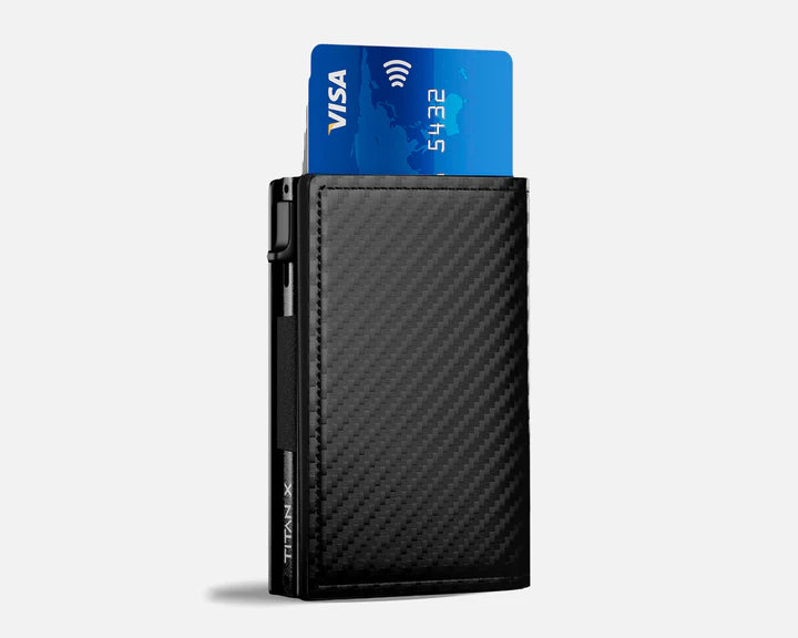 Titan X Wallet I Trifold RFID Blocking with Pop Up Card Access I Holds 1-10 cards, Carbon Fiber