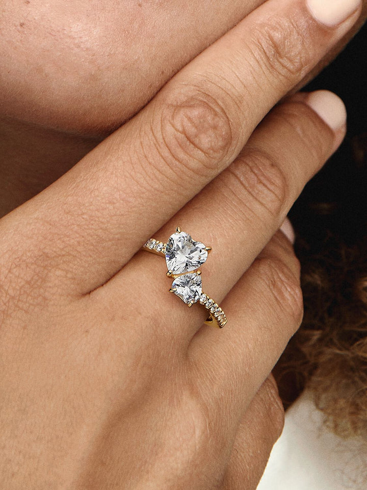 Pandora Double Heart Sparkling Ring
