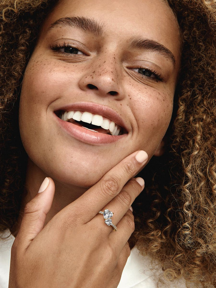 Pandora Double Heart Sparkling Ring