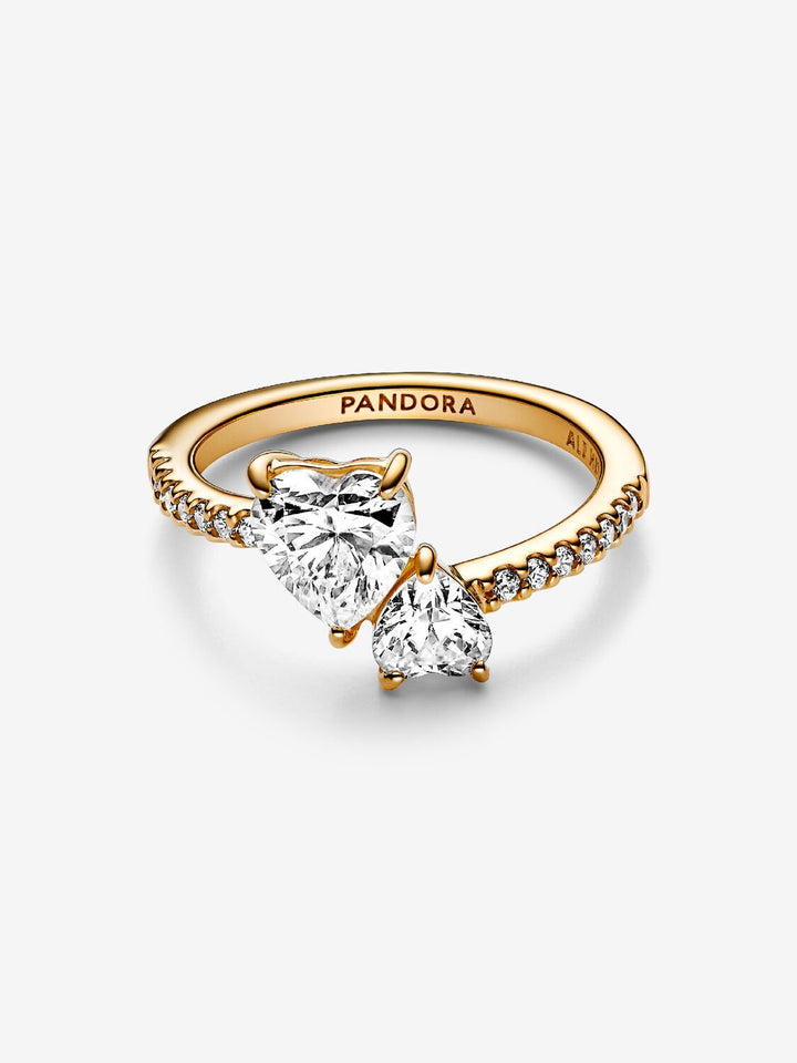 Pandora Double Heart Sparkling Ring